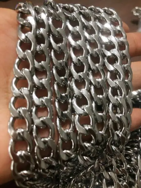 5meter Lot 8mm Silver Heavy Falt NK Link chains Stainless Steel Jewelry FindingS Chain DIY Marking