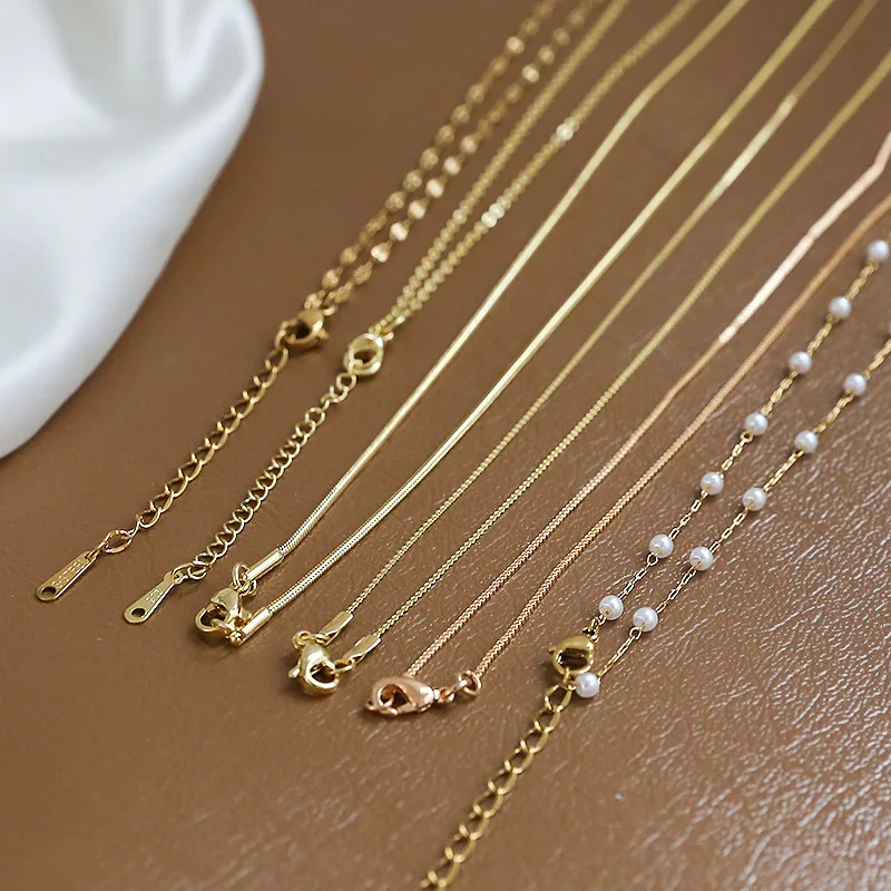 

10pcs/lot Fine Flattening Necklace Chains With Lobster Clasps Set Finished chain For Girl Woman