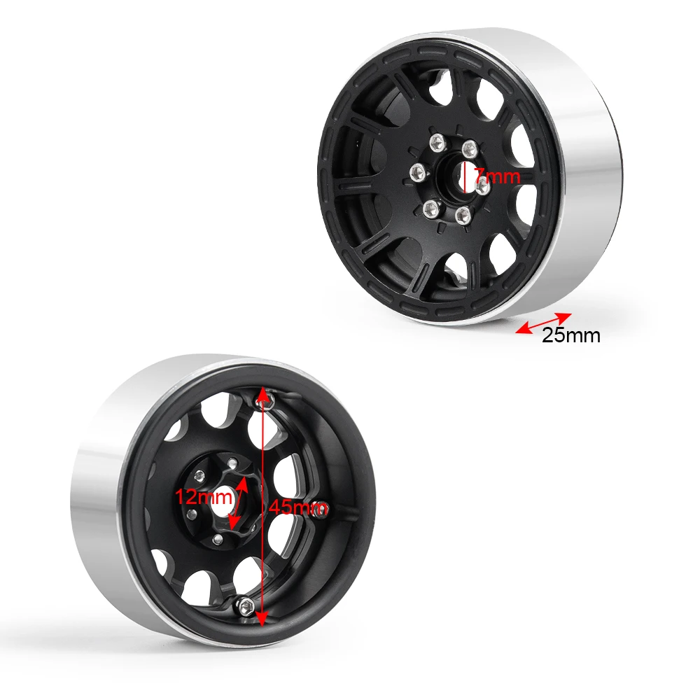 AXSPEED 1/4pcs 1.9 inch Alloy Metal Beadlock Wheel Rims for 1/10 Scale AXIAL SCX10 D90 CC01 RC Crawler Car Upgrade Parts