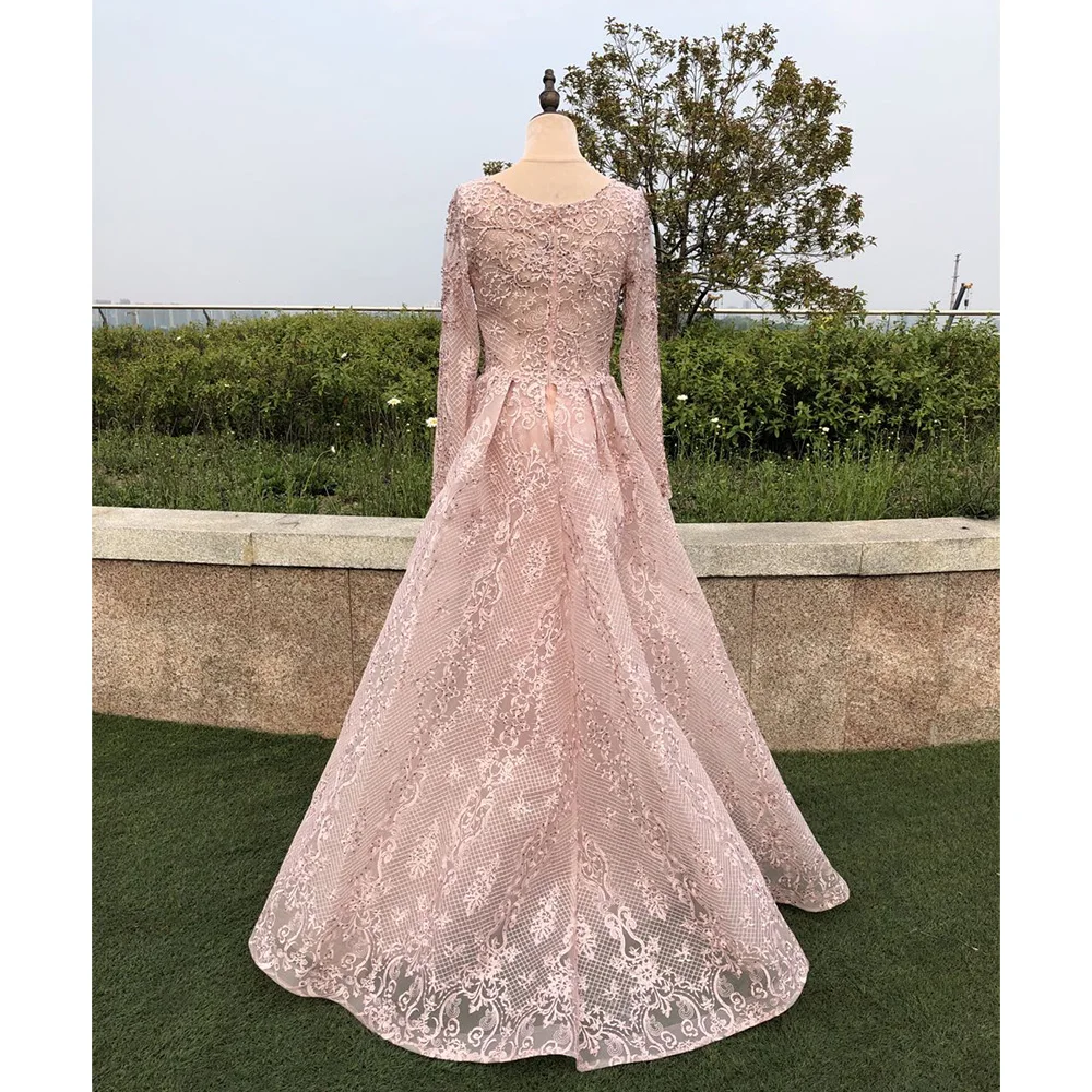 Elegant Dubai Evening Night Dress for Women 2023 Full Lace Long Sleeves Mermaid Crystal Arabic Formal Prom Wedding Party Gown