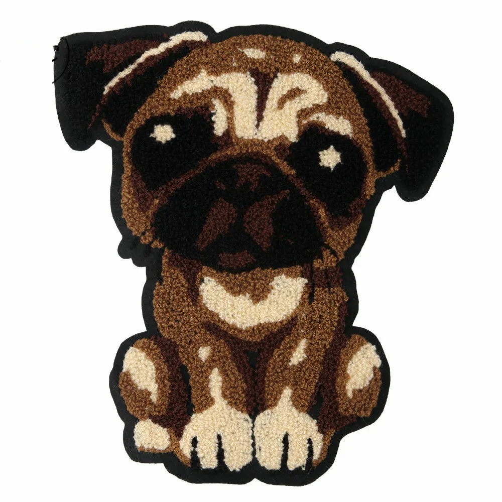 T-N Big Size Cartoon Hapy Dog Towel Rope Embroidery Chenille Patches Jacquard Handmade Appliques Things For Clothes Bags Sticker