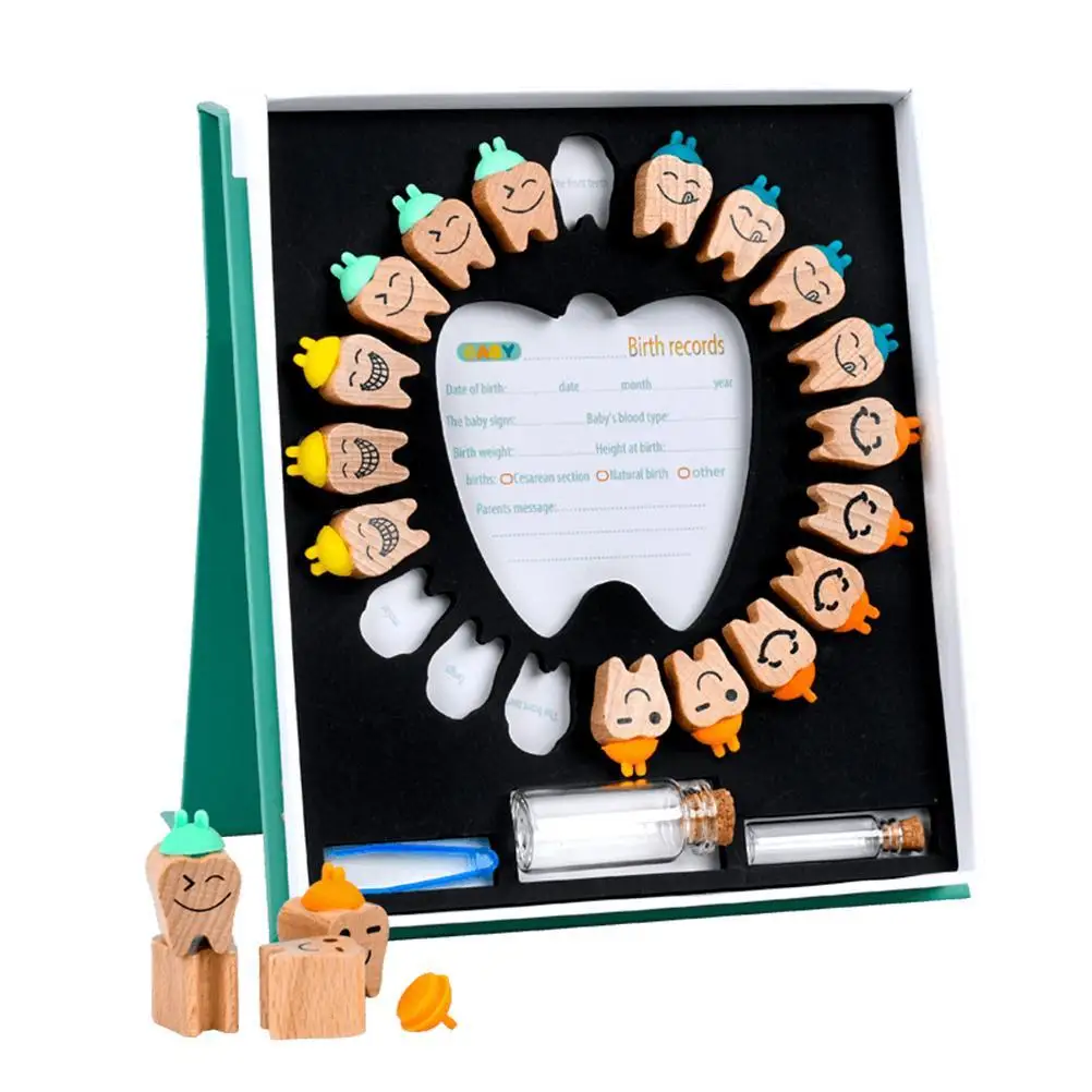 Holz Baby Zähne Andenken Box Zähne Saver Box Kinder Milchzähne Box Container mit Pinzette für Kinder