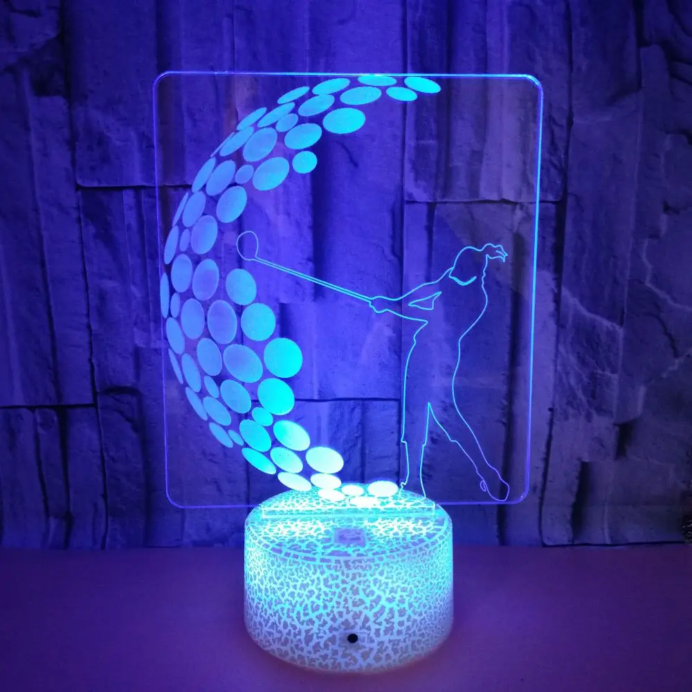 7 Colors Changing 3D Golfer Modelling LED Table Lamp Bedroom LED Vision Night Light USB Baby Sleep Lighting Golf Enthusiast Gift