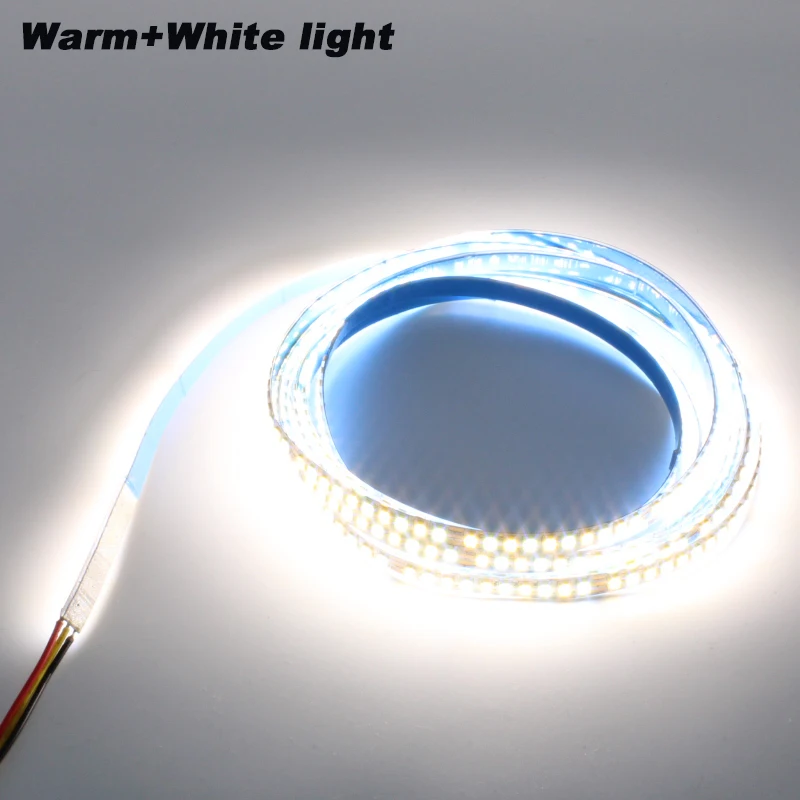 High Lumen 2835-200D Double Colors LED Strip 7mm Width Light Tape Work with Driver Used in Chandeliers Ceiling Lamp Panel Light