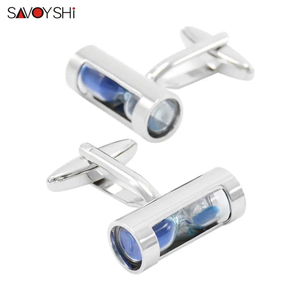 SAVOYSHI Novelty Blue Hourglass Cufflinks For Mens Shirt Cuff buttons High Quality Cuff links Fashion Accessories Jewelry