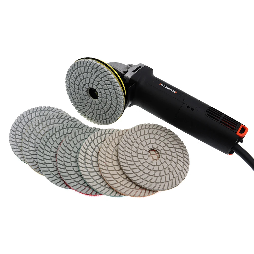 7PCS 5 Inch Diamond Wet Polishing Pad White 125mm Flexible Grinding Wheels  for Granite Marble Stone Spin Type Sanding Disc