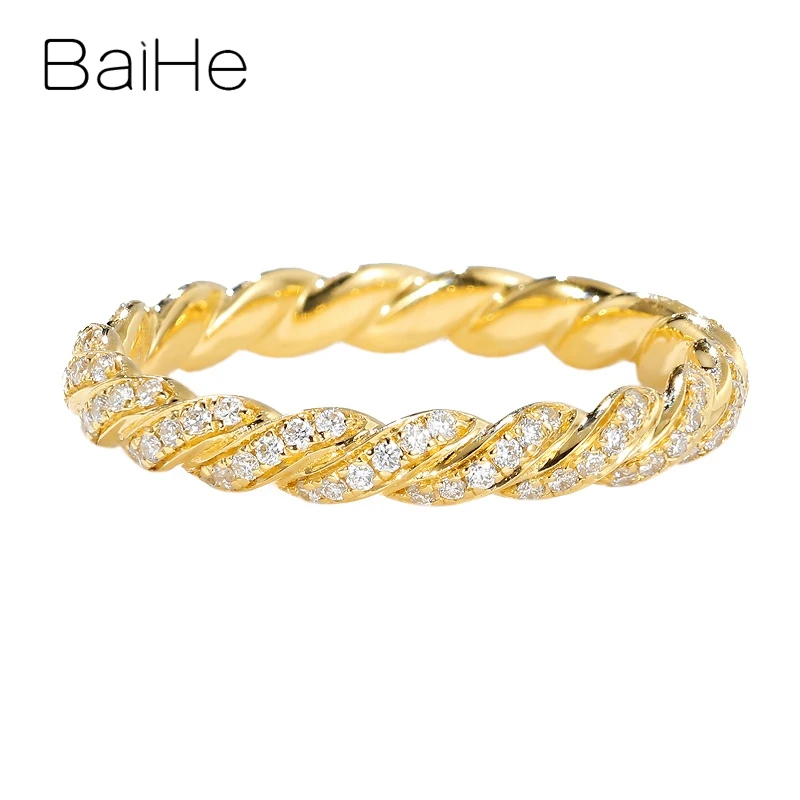 

BAIHE Solid 14K Yellow Gold 0.33ct H/SI Natural Diamond Ring Women Men Trendy Fine Jewelry Making Elmas yüzük خاتم من الماس