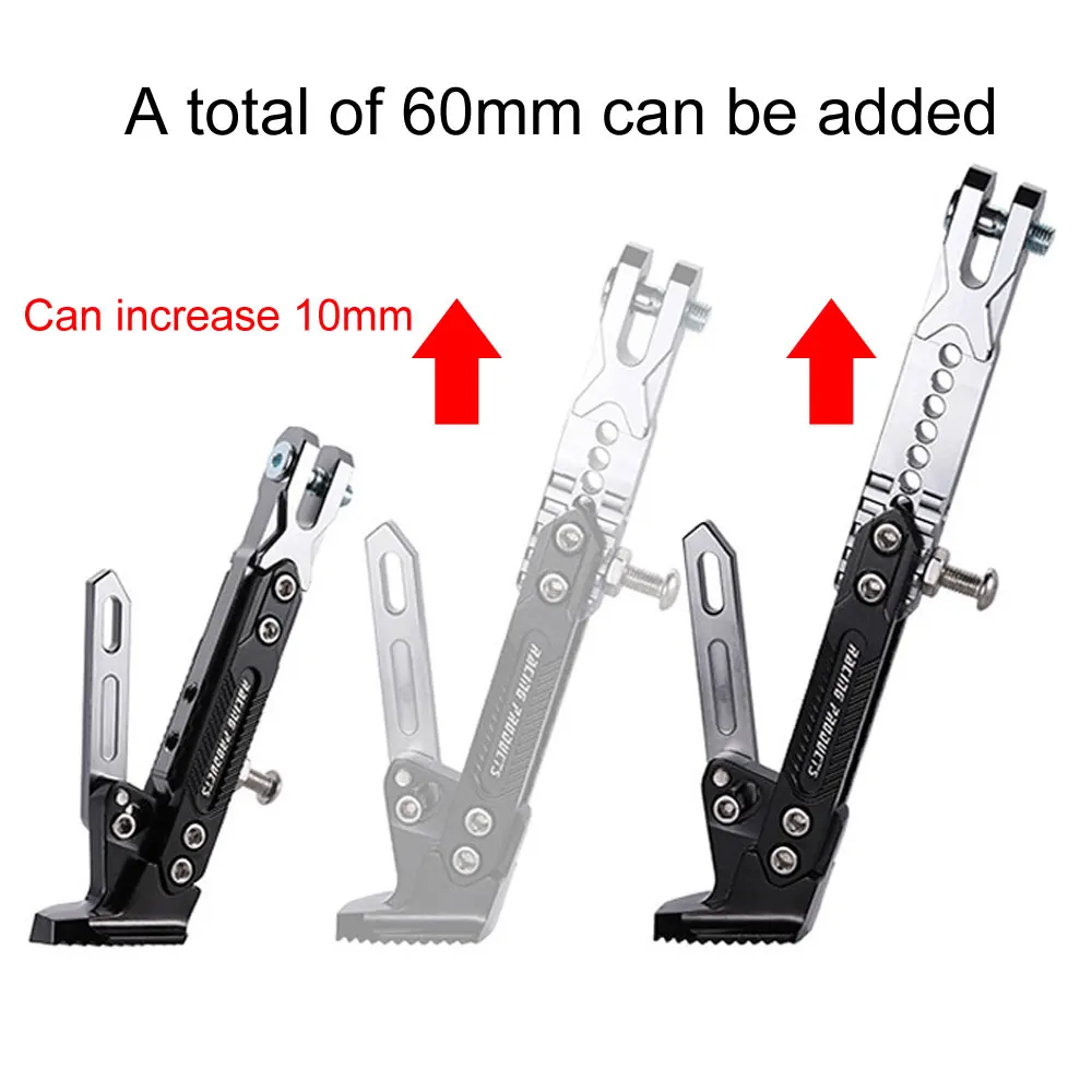 DSYCAR   1Set CNC Adjustable Motorcycle Parking Stand Motorbike Side Kickstand Parking Anti-Slip Support Stand New