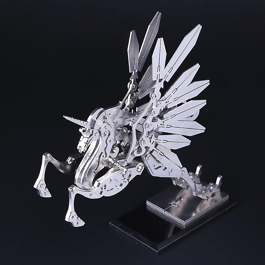 17.5 X 11 X 18cm DIY Stainless Steel Metal Medium Unicorn Model Kit 3D Assembly Crafts Cool Ornaments Miniature Models Gift