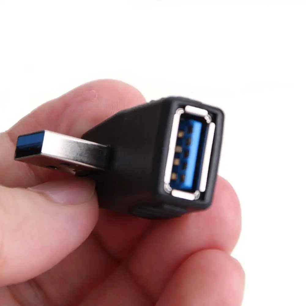Adaptador USB 3,0, Conector de acoplador macho a hembra, ángulo izquierdo y derecho, 90 grados