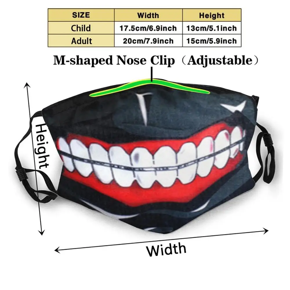 Maska Kaneki na zamówienie dla dorosłych dzieci przeciwkurzowe filtr ręcznie wykonany nadruk do twarzy, które można prać maska Tokyo Ghoul Kaneki