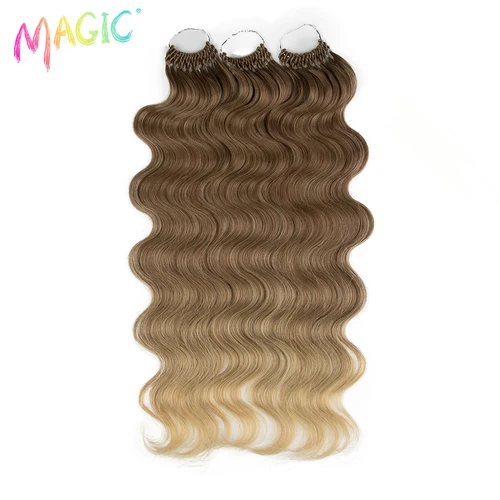 Imagen 2 del producto Extensiones de Cabello sintético mágico, mechones de pelo ondulado de 24 pulgadas, 3 piezas, Color rubio degradado, accesorios de cabello falso para Cosplay