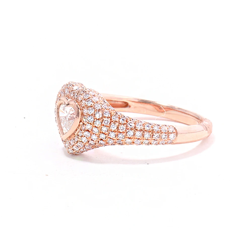 fashion engagement wedding ring Rose gold color micro pave white cz sparking bling Heart shape heart cz bridal gift jewelry