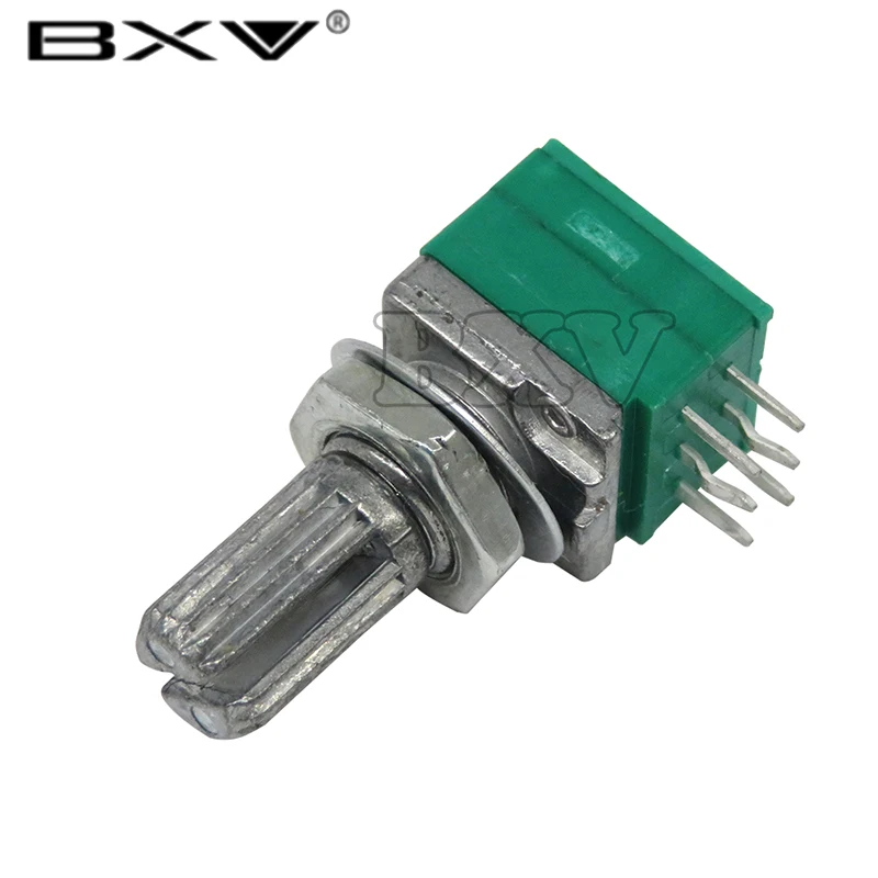 5PCS RK097G RK097 5K 10K 20K 50K 100K 500K B5K With A Switch Audio 6PIN Shaft 15mm Amplifier Sealing Potentiometer Green