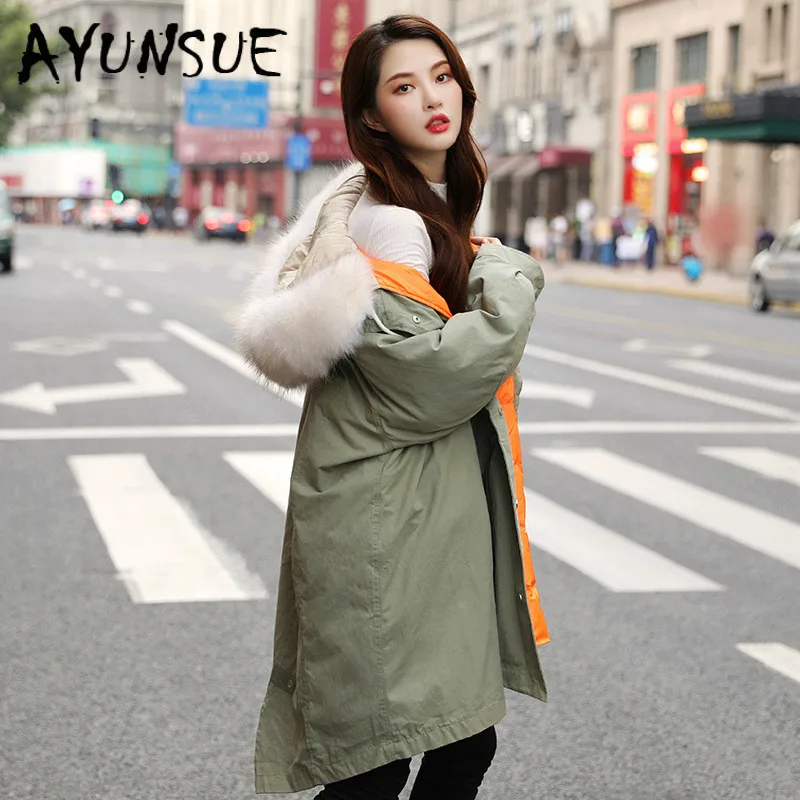 White Duck Down Jacket Women Clothes 2020 Winter Coat Women Korean Raccoon Fur Collar Puffer Jacket Women Warm Parka 9627 YY2182