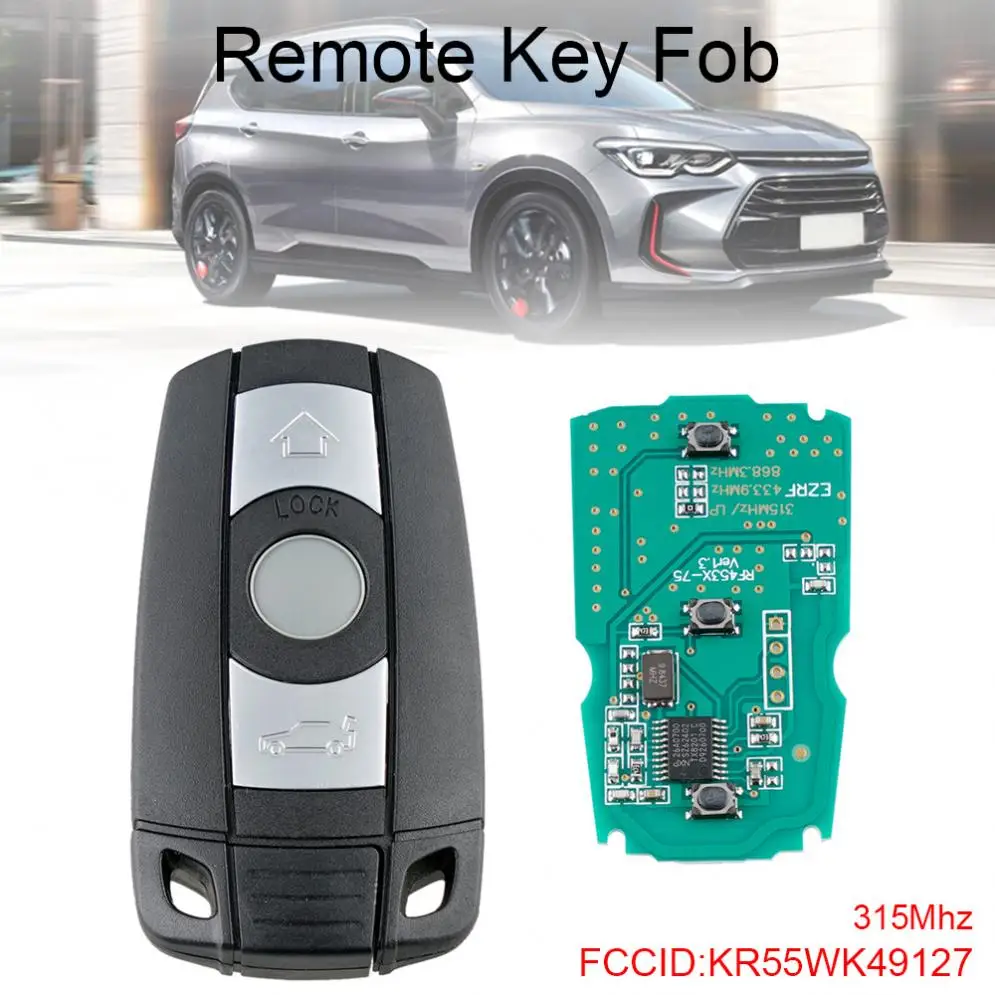 

315Mhz 3 Buttons Remote Ignition Key Fob Replacement Keyless Entry KR55WK49127 Fit for BMW CAS3