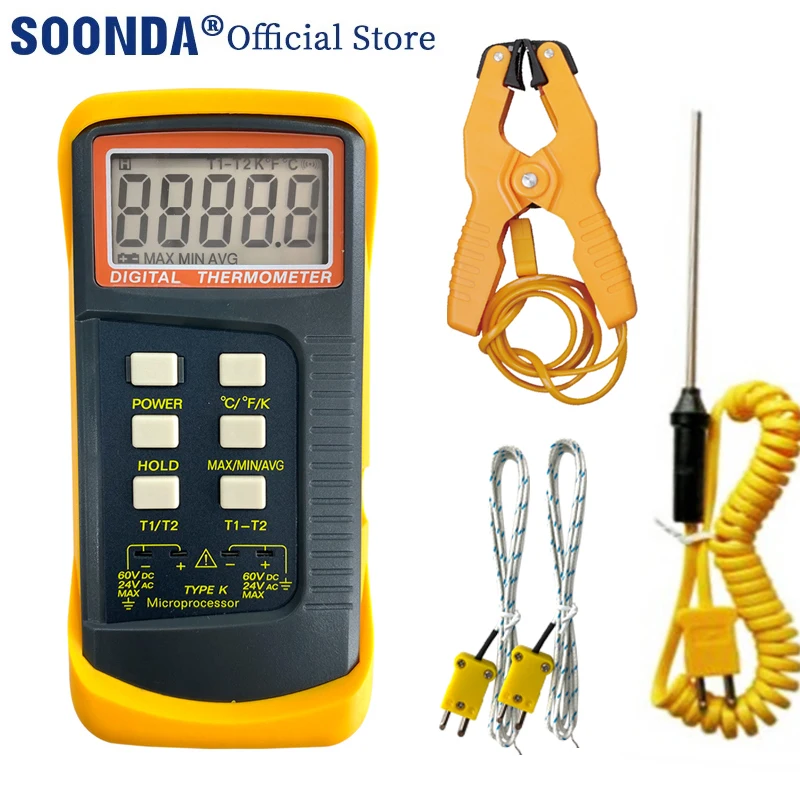 Dual Channel Thermocouple Thermometer Temperature Meter Detector Tester K-type Temperature Measuring Instrument Tools