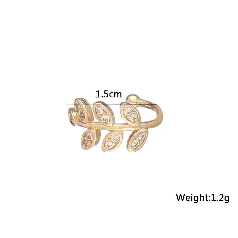 New Crystal Leaf Women's Ear Cuff without Piercing Gold Color Metal Small Earrings for Girls Boho Earrings boucle oreille femme - view 2