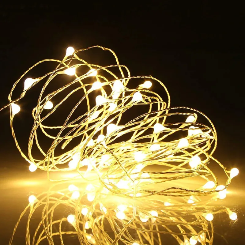 2M 5M 10M LED Strip Light Battery Box Copper Wire String Lights Christmas Decoration Fairy Tale Atmosphere Lamp For Room Decor