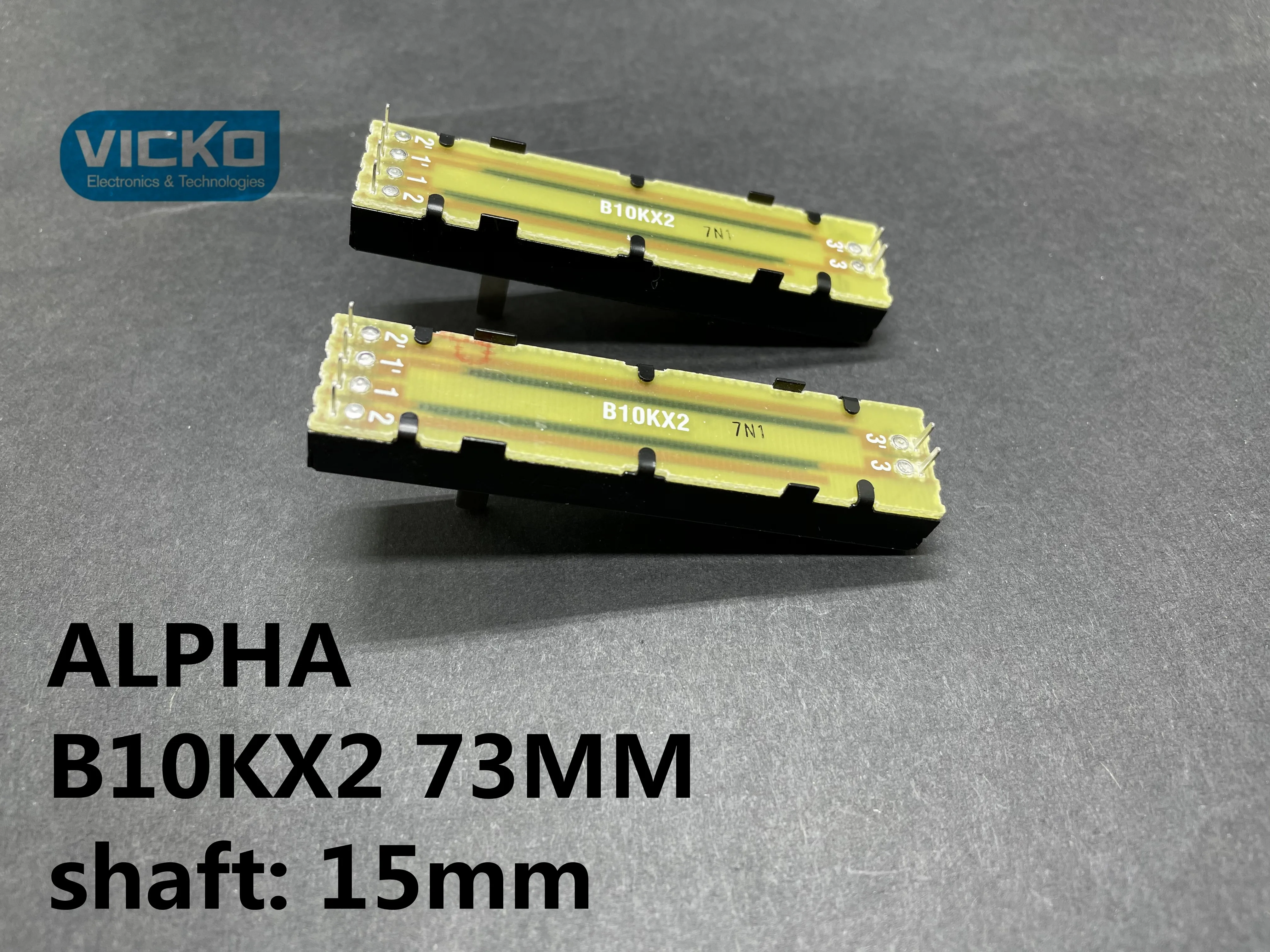 

[VK]Original ALPHA 73MM B10KX2 7.3CM 15MM shaft Slide potentiometer with straight bar inside flannel dust inside foot (SWITCH)