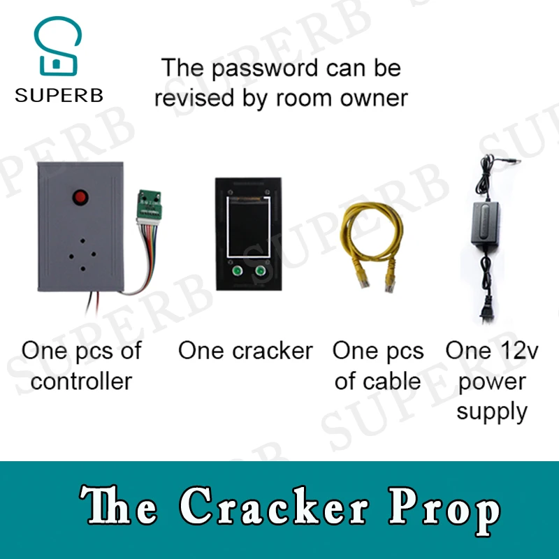 Escape game cracker prop smart screen to unlock find find a cable and connect the cracker to unlock real life escape room prop