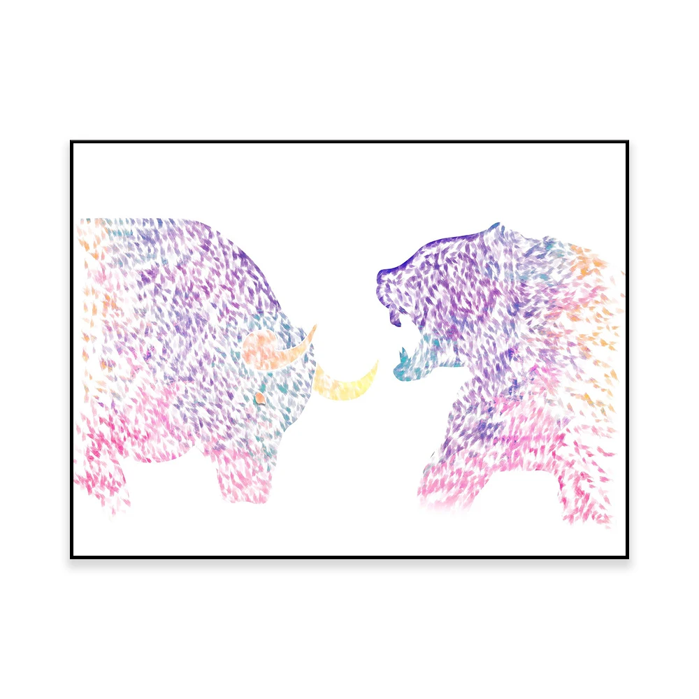 

Bull and Bear Watercolor Print Office Decor Wall street Stock Market Exchange Bull vs. Bear Business World Wall Art
