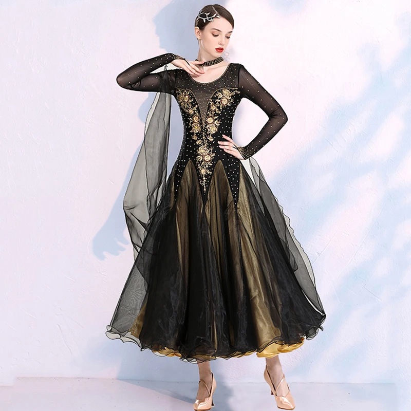 Ballroom Modern Dance Competition Dresses Flamingo Standard Waltz Stage Costumes Women Clothing Evening Dress