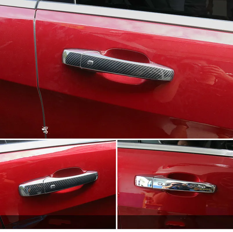 For Chrysler 300 300C 2005 2006 2007 2008 2009 2010 New Carbon Fiber Chrome Car Door Handle Cover Trim Sticker Car Accessories