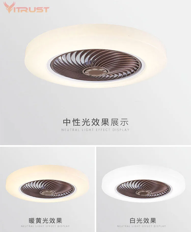 Ultra-thin ceiling fan light invisible ceiling fan with light kits for restaurant bedroom lamp modern office ceiling lamp