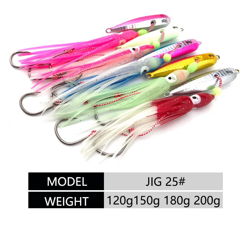 OBSESSION J25 Inchiku Tintenfisch Köder Metall Langsam Jig Köder Kopf Röcke Haken 40g-200g Sinkende Salzwasser meer Angeln Spinning Jig Köder – Detail 4