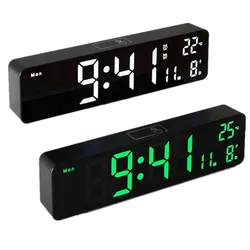 Digital Alarm Clock Temperature Date Dual Alarms Voice Control Electronic Table Clock Snooze Wall LED Clocks for Living Room