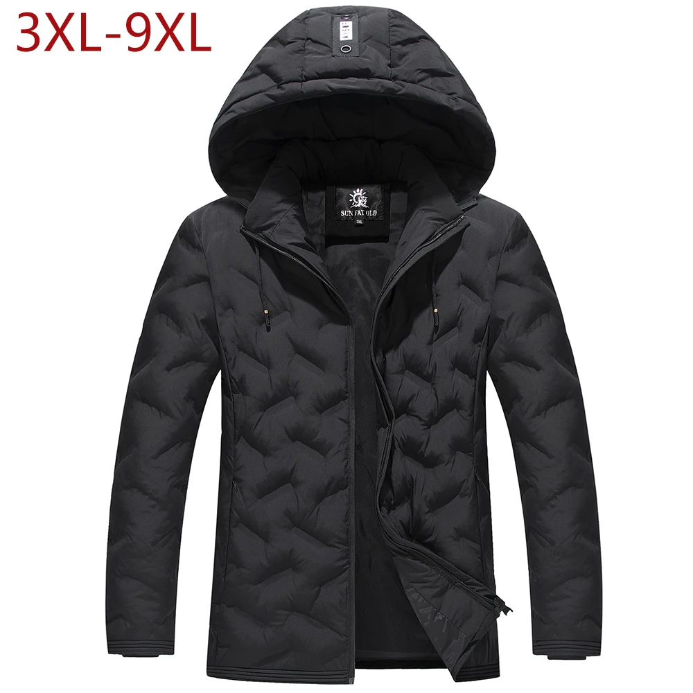 New Men Winter Jacket Brand Hat Detachable Plus Large Size 3XL-9XL Parkas Men Thick Warm Outwear Coats Men High Quality Clothes