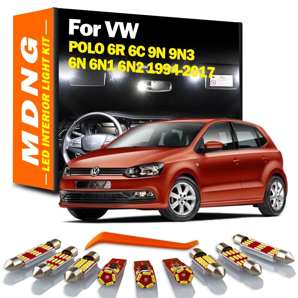 MDNG Canbus Car Lamp LED Interior Bulb Kit For VW Volkswagen POLO 6R 6C 9N 9N3 6N 6N1 6N2 1994-2017 Vehicle Map Dome Trunk Light