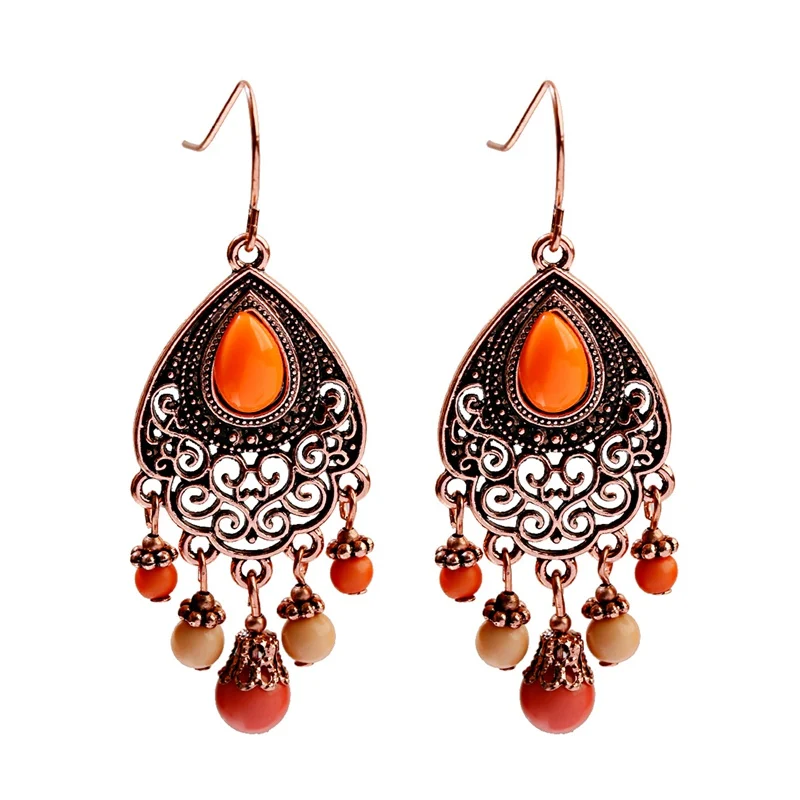 Women's Vintage Boho Ethinic Rose Golden Hanging Dangle Earrings Ornaments Female Indian Brincos Statement Jewelry Accessories view 6