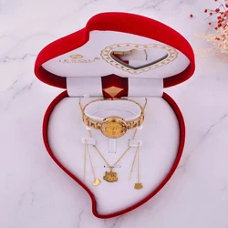 Woman Watch Set Women Bracelet Watches Ladies Dress Wristwatch Pendant earrings Necklace Suit Female Quartz Clock Love Gifts Box