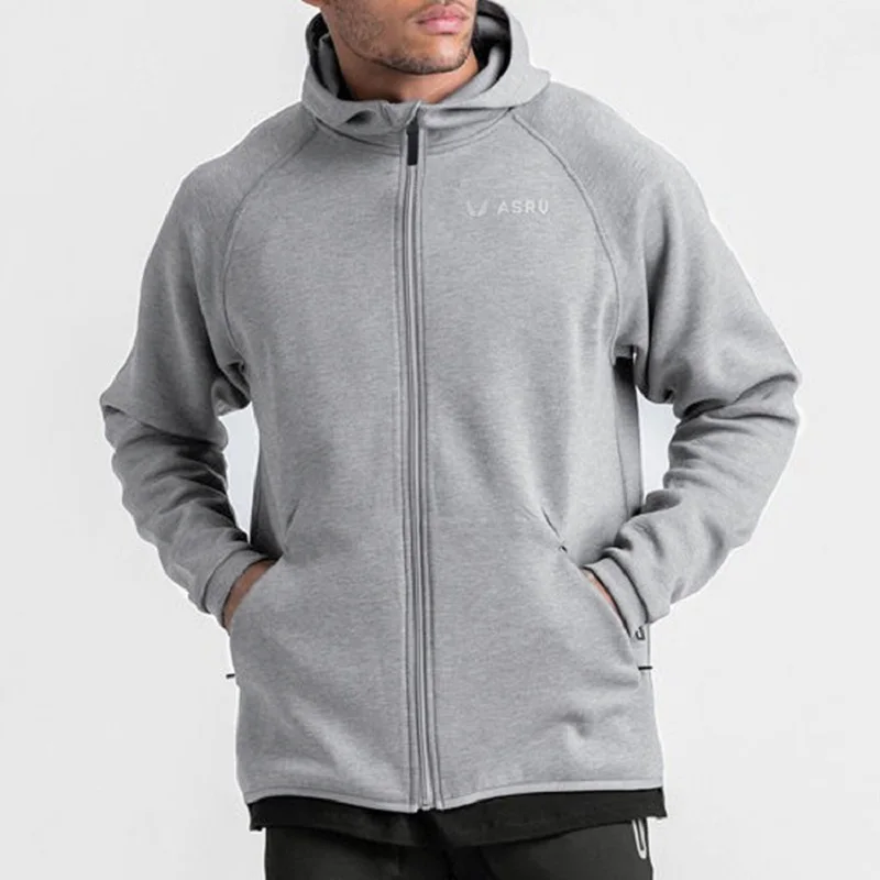 

Pure Color Healthy Cloth Hoodie Men's Trendy Brand Plus Size Cardigan Zipper Sports Jacket Spring and Autumn Plus Size Hoodies