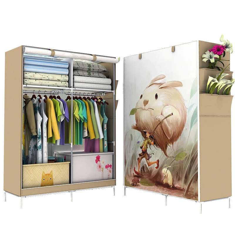 3D Pattern Design Large Capacity Wardrobe Non-woven Folding Cloth Wardrobe Reinforcement Combination Home Panoramic Wardrobe