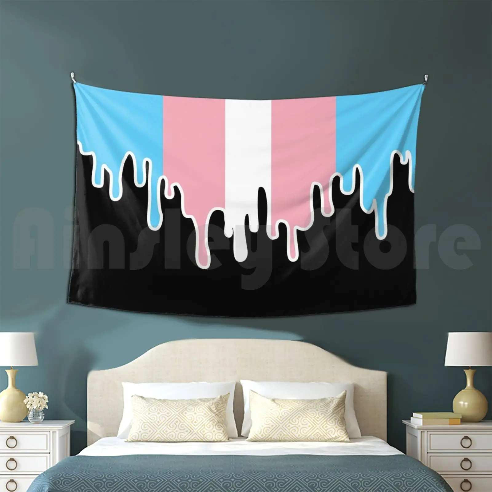 Trans Pride Flag Drip Tapestry Background Wall Hanging Trans Drip Drip Trans Gender Drip Trans Pride