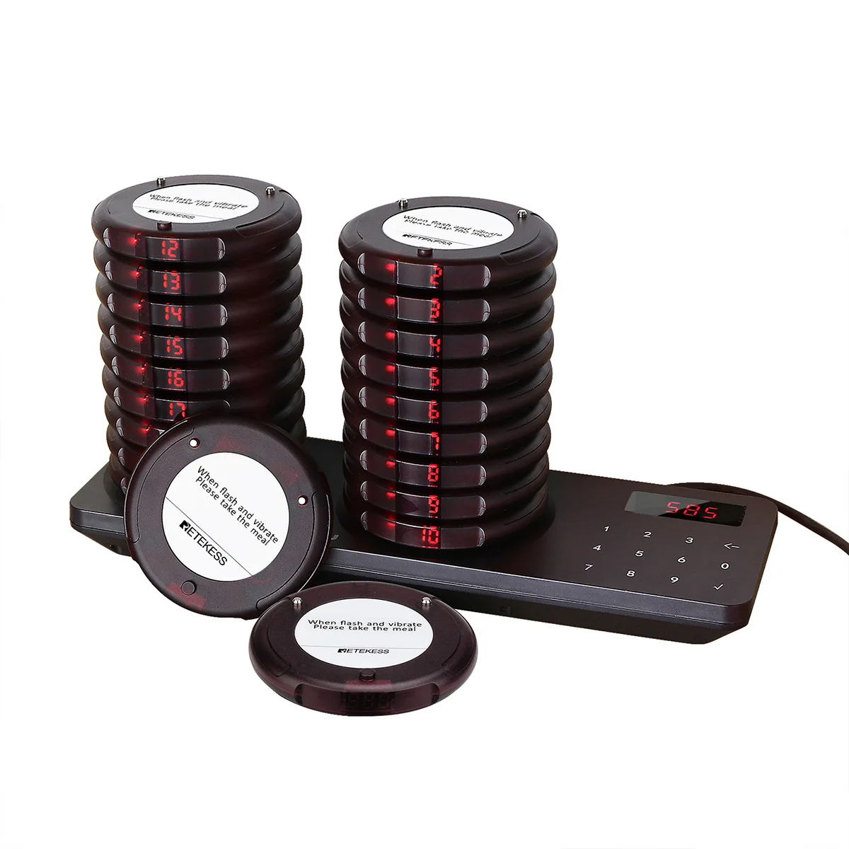 RETEKESS TD163 Restaurant-Pager Drahtloses Rufsystem mit platzsparendem Vibrationsalarm bei niedrigem Batteriestand für Food Trucks und Cafés – Detail 16
