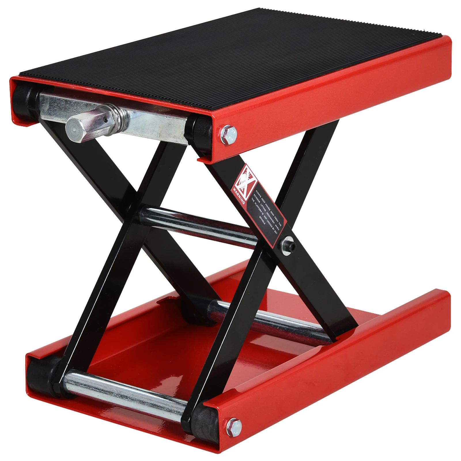 DURHAND scissor lift platform with support for motorcycle height adjustable load 500 kg 41,5x23,5x10-37 cm black and red