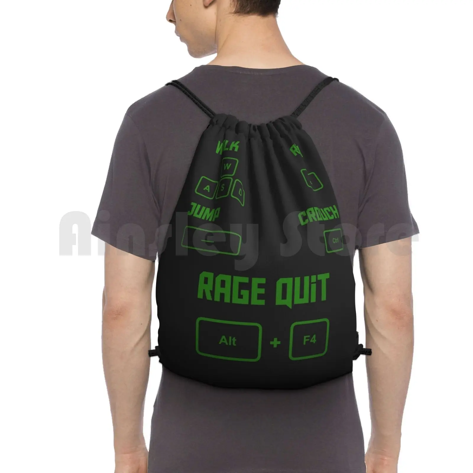 Gamer Controls Backpack Drawstring Bag Riding Climbing Gym Bag Gamer Pc Controls Keyboard Keys Alt F4 Wasd Shift Tab Control