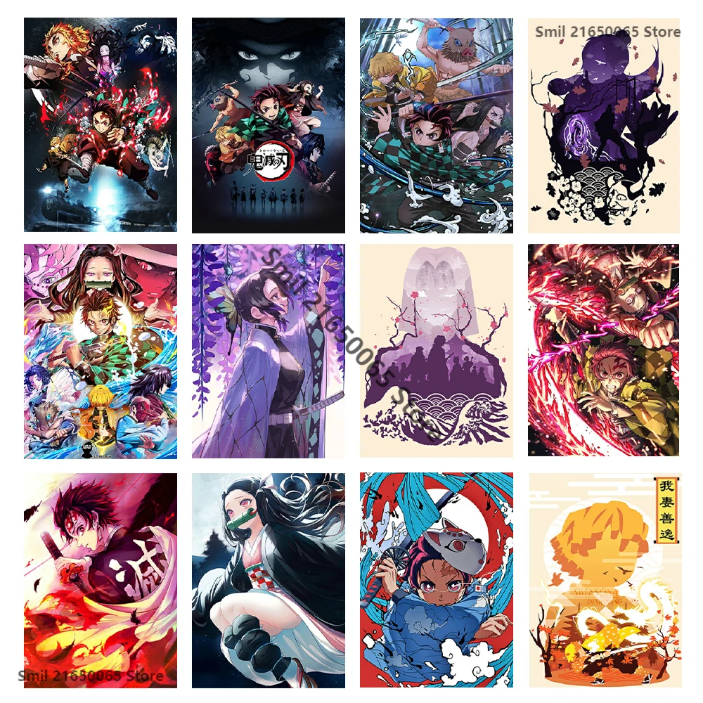 DIY 5D Diamond Painting Japanese Demon Slayer Anime Poster Character Cross Stitch Full Diamond Embroidery Kit Home Decoration