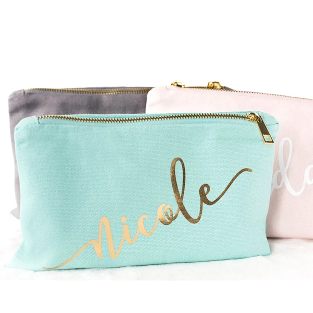 Personalized Bridesmaid Makeup Bag mother of the bride Cosmetic Bag  maid of honor toiletry kit Best Friend proposal gitf bag