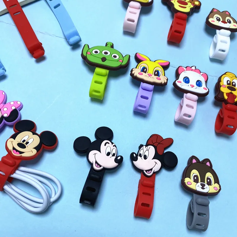 1Pcs Cartoon Disney Headphone Earphone Cable Wire Organizer Cord Holder USB Charger Cable Winder For iPhone Android Data Line