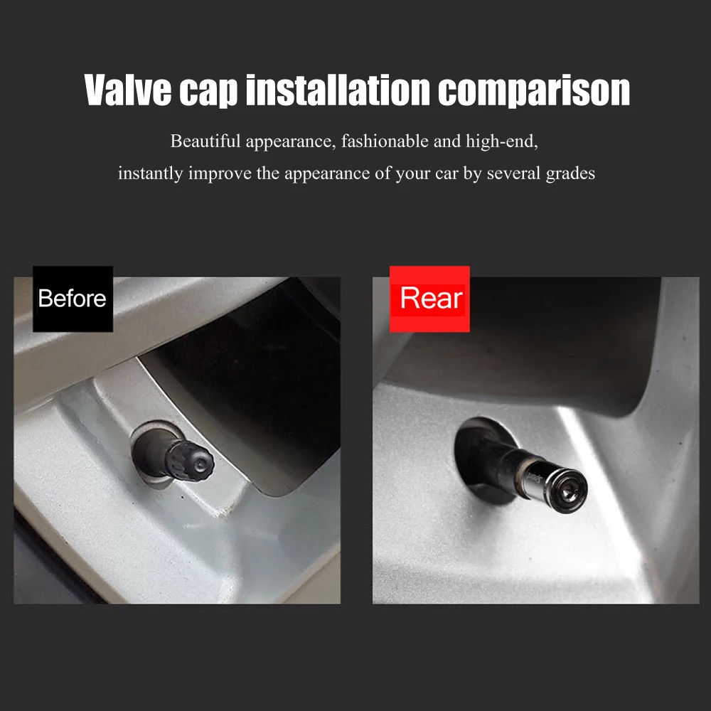 DSYCAR 1Set Anti-Diebstahl-Sport-Reifenventil-Staubkappen Staubdichte Reifenkappe Ventilschaftkappen für Autos, Fahrrad, Moto Neu – Detail 8