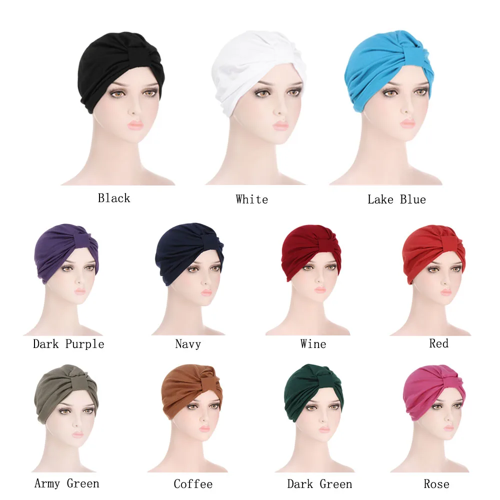 Chapéu muçulmano turbante para mulheres, Twist Hijab, Boné de quimioterapia para adultos, Knot Twist, Headbands turbante, nova moda, 2024