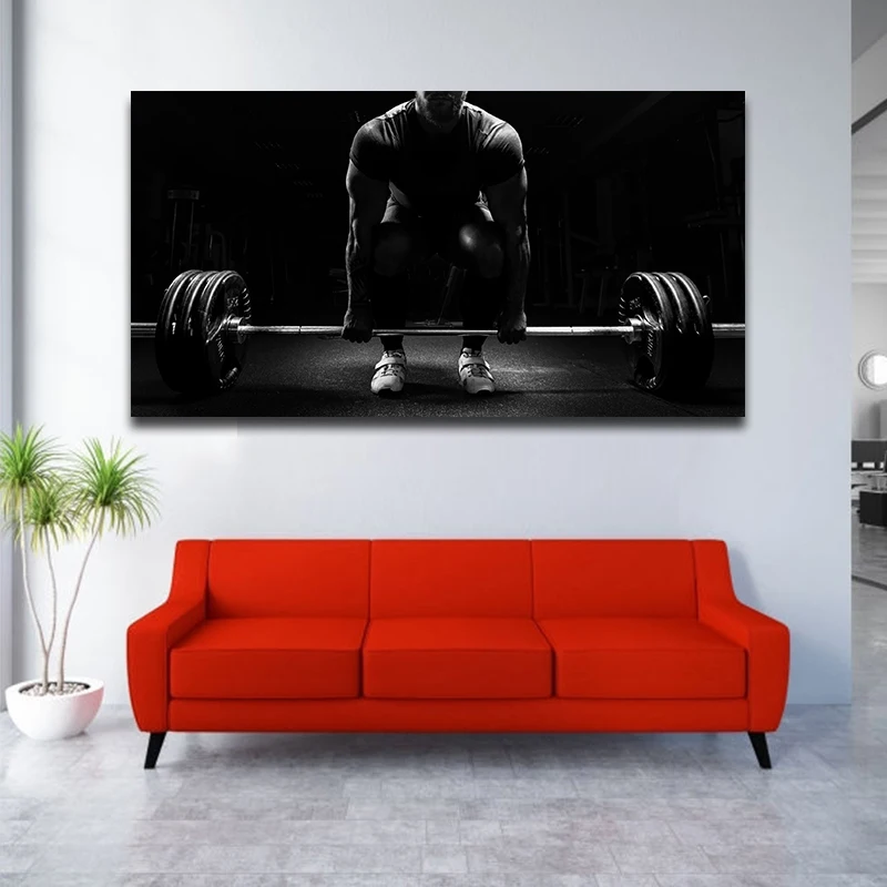 Weight Lifting Man Poster Bodybuilding Fitness Workout Poster Wall Art Canvas Painting Posters and Prints for GYM Decor