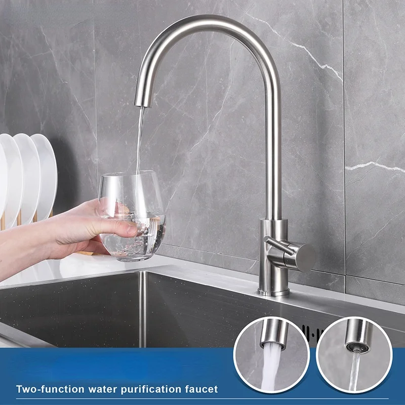 Two-function Kitchen Faucet Water Purification Drinking Water Faucet Kitchen Hot and Cold Faucet 304 Stainless Steel Faucet