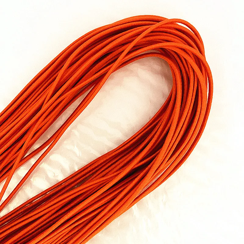 2mm Orange high elasticity round elastic bandage round elastic rope rubber band elastic line DIY sewing accessories 5-20 meters