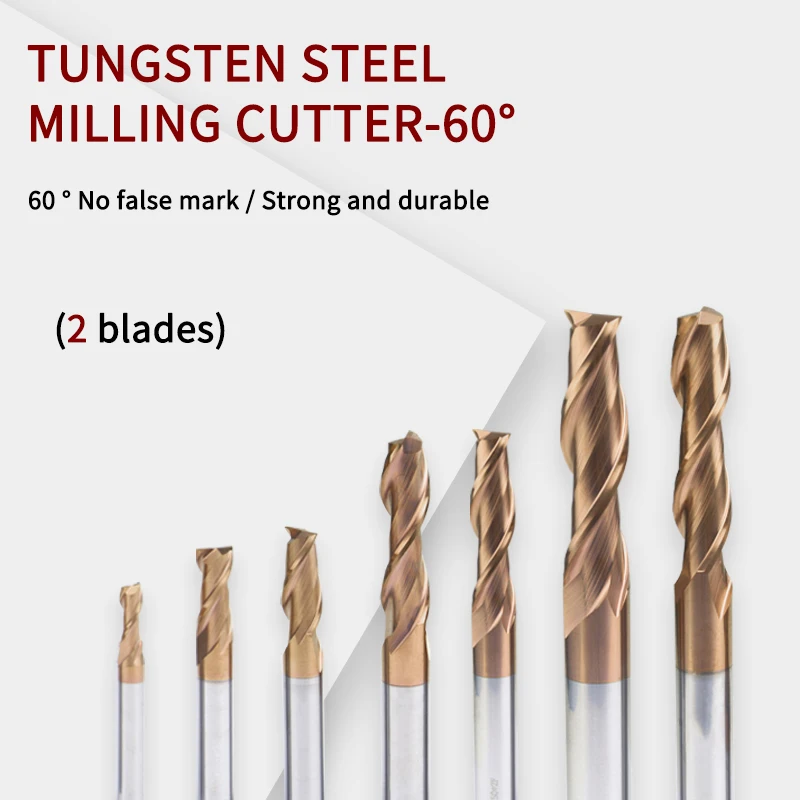 Cutting HRC60 2 Flute 1mm 3.5mm 6mm 8mm 10mm 14mm Alloy Carbide Tungsten Steel Milling Cutter End Mill Metal Cutter CNC Tools